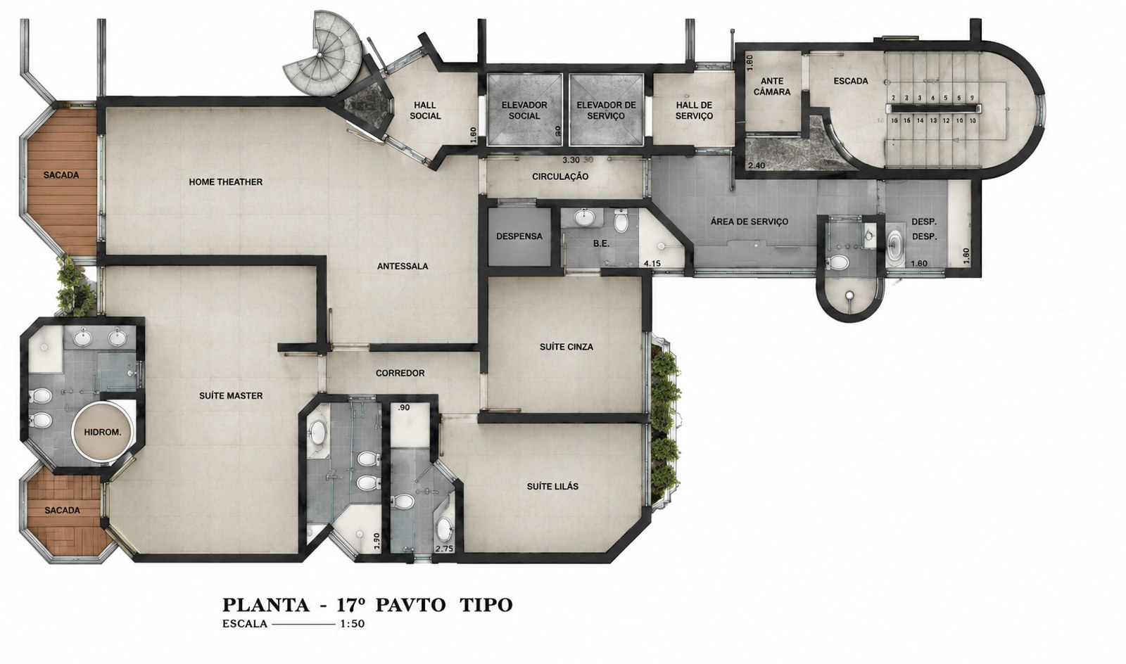 Planta baixa do piso inferior